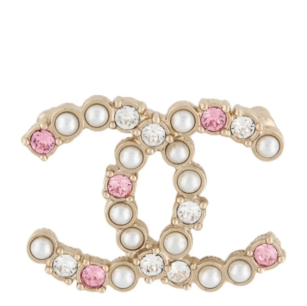 Like New! Authentic CHANEL CC Pearl Crystal Embellished Brooch PINK - Picture 5 of 16
